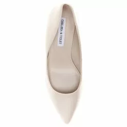 Budget 🔥 Chelsea & Violet Keira Leather Pointed Toe Rounded Heel Pumps Ivory 💯 -Chelsea Violet Sales unnamed file 428