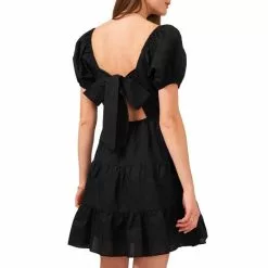 Best deal ✨ Chelsea & Violet Square Neck Short Puff Sleeve Linen Tie Back Detail Ruffle Tiered Mini 🔔 Dress Ultra White 🔔 -Chelsea Violet Sales unnamed file 442