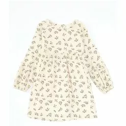 Best Sale 🔥 Chelsea & Violet Little Girls 2T-6T Floral Print Oatmeal Long Sleeve Dress Floral Ivory ⭐