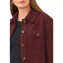 Flash Sale 👍 Chelsea & Violet Faux Shearling Point Collar Button Front Jacket Merlot 🧨 -Chelsea Violet Sales unnamed file 515