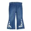 Budget 👍 Chelsea & Violet Baby Girls 12-24 Months Embroidered Denim Wide Leg Pull-On Jeans Dark Stone ❤️ -Chelsea Violet Sales unnamed file 523