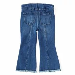 Budget 👍 Chelsea & Violet Baby Girls 12-24 Months Embroidered Denim Wide Leg Pull-On Jeans Dark Stone ❤️ -Chelsea Violet Sales unnamed file 524