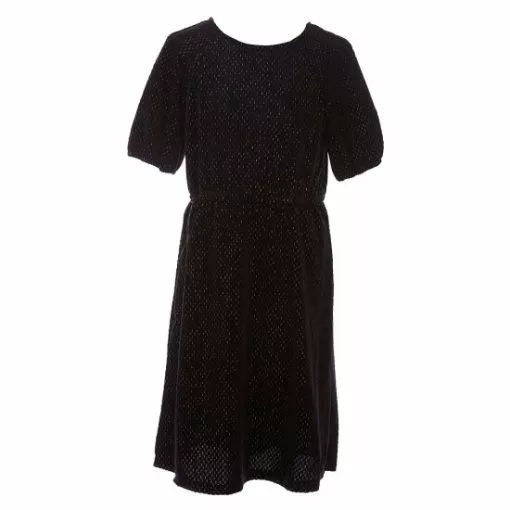 Budget ⭐ Chelsea & Violet 🤩 Girls Big Girls 7-16 Short Puff Sleeve Velvet Lurex Baby Doll Dress Black 💯 -Chelsea Violet Sales unnamed file 530