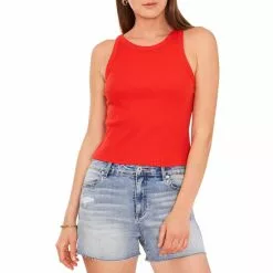 Brand new 😀 Chelsea & Violet Cropped Racer Crew Neck Sleeveless Knit Tee Flame Scarlet 😍