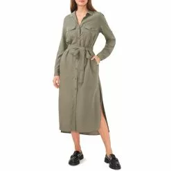 Cheapest โจ Chelsea & Violet Tencel Point Collar Long Sleeve Self Tie Belted Button Front Midi โค๏ธ Shirt Dress Rich Black โค๏ธ