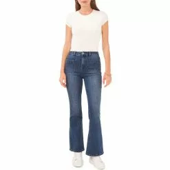 Hot Sale 😍 Chelsea & Violet High Rise Patch 4-Pocket Stretch Indigo Denim Flare Leg 😀 Jeans Mid Rinse ✨ -Chelsea Violet Sales unnamed file 580