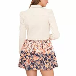 Coupon 🛒 Chelsea & Violet Point Collar Long Puff Sleeve Button Front Cropped Denim Jacket Toasted Ivory 💯 -Chelsea Violet Sales unnamed file 586