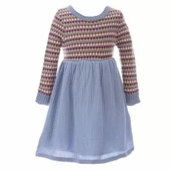 Buy ๐งจ Chelsea & Violet Little Girls 2T-6X Sweater Gauze Dress Light Blue โจ