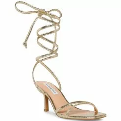Top 10 ⭐ Chelsea & Violet Jalissa Metallic Ankle Wrap 🧨 Dress Sandals Light Gold 🤩