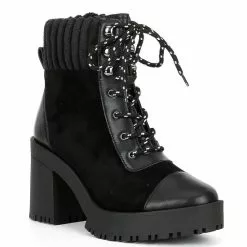 Cheap 😍 Chelsea & Violet Zaira Leather And Suede Lug Sole Platform Booties Black 🧨 -Chelsea Violet Sales unnamed file 673