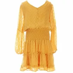 Deals ✨ Chelsea & Violet 🎉 Girls Big Girls 7-16 Smocked Waist Clip Dot Mini ❤️ Dress Dusty Olive ✨ -Chelsea Violet Sales unnamed file 705