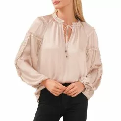 Top 10 ⭐ Chelsea & Violet Plisse Ruffle Split V-Neck Long Balloon Sleeve Blouse Antique White ⌛ -Chelsea Violet Sales unnamed file 71