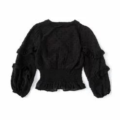 Deals 👍 Chelsea & Violet Girls Big 🔔 Girls 7-16 Balloon Sleeve Woven Ruffled Clip Dot Blouse Dusty Olive ❤️ -Chelsea Violet Sales unnamed file 711