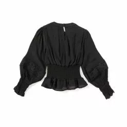 Budget 🌟 Chelsea & Violet Big 🛒 Girls 7-16 Woven Lace Trim Blouse Black ⌛ -Chelsea Violet Sales unnamed file 724