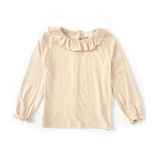 Best deal 💯 Chelsea & Violet Little 🎉 Girls 2T-6X Long Sleeve Ruffle Neck Top Natural ❤️ 5 Best deal 💯 Chelsea & Violet Little 🎉 Girls 2T-6X Long Sleeve Ruffle Neck Top Natural ❤️ - Image 3