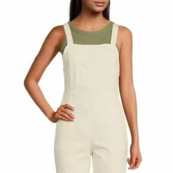 Best reviews of 🥰 Chelsea & Violet Sleeveless Square Neck Straight Leg Denim Jumpsuit Toasted Ivory 🎁 -Chelsea Violet Sales unnamed file 778
