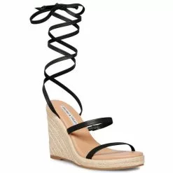 Best deal 😉 Chelsea & Violet Mariah Ankle Wrap Wedge Sandals Black ✨ -Chelsea Violet Sales unnamed file 788