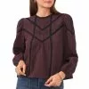 Discount ✔️ Chelsea & Violet Check Print Long Sleeve Crinkle Cotton Lace Inset Top Merlot Multi ⌛ -Chelsea Violet Sales unnamed file 791