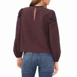Discount ✔️ Chelsea & Violet Check Print Long Sleeve Crinkle Cotton Lace Inset Top Merlot Multi ⌛ -Chelsea Violet Sales unnamed file 792