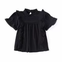 Discount ✨ Chelsea & Violet Big ⌛ Girls 7-16 Lace Inset Pleated Ruffle Mock Neck Top Yellow 😀