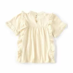 Discount ✨ Chelsea & Violet Big ⌛ Girls 7-16 Lace Inset Pleated Ruffle Mock Neck Top Yellow 😀 -Chelsea Violet Sales unnamed file 801