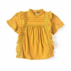 Discount ✨ Chelsea & Violet Big ⌛ Girls 7-16 Lace Inset Pleated Ruffle Mock Neck Top Yellow 😀 -Chelsea Violet Sales unnamed file 802