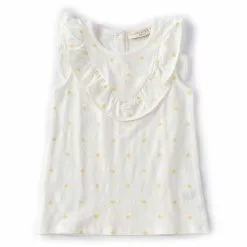 Promo 🔔 Chelsea & Violet Little Girls 2T-6X Months Ruffle Yoke Dot Tank White 💯