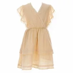 New ๐ Chelsea & Violet Big Girls 7-16 Lace Detail Ruffle Tiered Dress Light Clay ๐