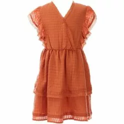 New 🎉 Chelsea & Violet Big Girls 7-16 Lace Detail Ruffle Tiered Dress Light Clay 👍 -Chelsea Violet Sales unnamed file 838