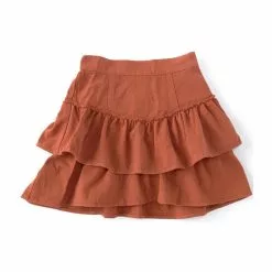 New ❤️ Chelsea & Violet Girls Big Girls 7-16 Tiered Denim Mini 👏 Skirt Clay ✨