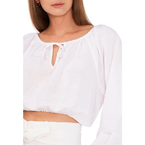 New ✔️ Chelsea & Violet Linen Tie Round Neck Long Raglan Sleeve Elastic Hem Crop Top Buttercup ⭐ 5 New ✔️ Chelsea & Violet Linen Tie Round Neck Long Raglan Sleeve Elastic Hem Crop Top Buttercup ⭐ - Image 3