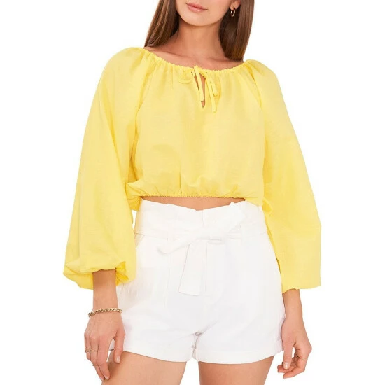 New ✔️ Chelsea & Violet Linen Tie Round Neck Long Raglan Sleeve Elastic Hem Crop Top Buttercup ⭐ 6 New ✔️ Chelsea & Violet Linen Tie Round Neck Long Raglan Sleeve Elastic Hem Crop Top Buttercup ⭐ - Image 4