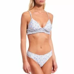 Best Pirce 👍 Chelsea & Violet ☀️ Summer Romance Smocked Bralette Swim Top & Smocked Side Swim Bottom 2-Piece Set Multi 😉
