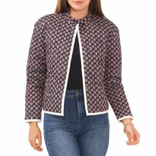 Discount 🎉 Chelsea & Violet Foulard Stamp Print Quilted Long Sleeve Snap Front Jacket Foulard Stamps ❤️ -Chelsea Violet Sales unnamed file 873