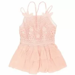 Wholesale ๐คฉ Chelsea & Violet Girls Big Girls 7-16 Sleeveless Square Neck Woven Lace Tiered Tank Top Pink ๐งจ