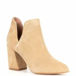 Best Pirce ⌛ Chelsea & Violet Rubi Suede Pointed Toe Dip Ankle Booties Sand ⭐