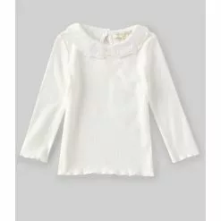 Best reviews of ๐ Chelsea & Violet Baby ๐ฅฐ Girls 12-24 Months Woven Ruffle Collar Ribbed Long Sleeve Top Ivory โค๏ธ