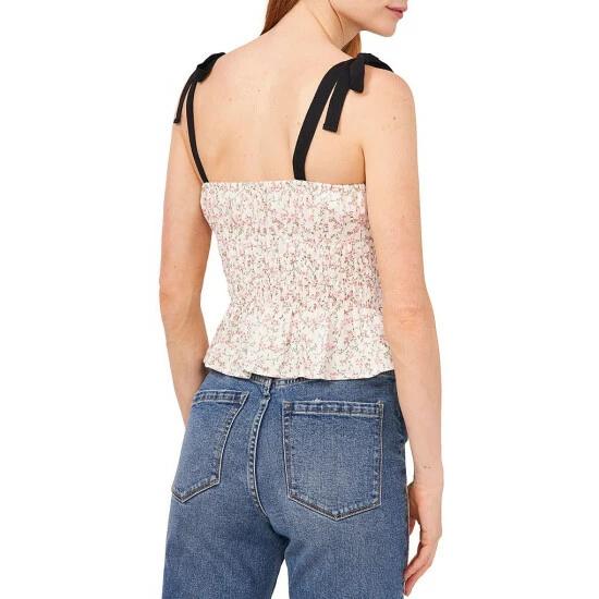 Hot Sale π Chelsea & Violet Ditsy Floral Print Smocked Square Neck Sleeveless Contrast Tie Shoulder Top Vintage Vines π 4 Hot Sale π Chelsea & Violet Ditsy Floral Print Smocked Square Neck Sleeveless Contrast Tie Shoulder Top Vintage Vines π - Image 2