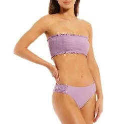Coupon 🤩 Chelsea & Violet Solid Smocked Tab Side Hipster Swim Bottom Purple 🎉 -Chelsea Violet Sales unnamed file 959