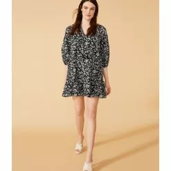 Budget 👍 Chelsea & Violet Long Raglan Volume Sleeve Split V-Neck Floral Print Mini Dress Somerset Dye 🔥 -Chelsea Violet Sales unnamed file 964