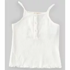 New ❤️ Chelsea & Violet Little 🌟 Girls 2T-6X Lettuce Hem Henley Rib Tank Yellow 👍